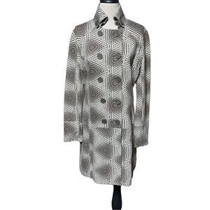 Sao Paulo Long Sleeve Abstract Pea Coat Duster Size 8